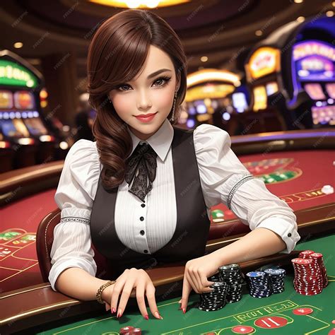 449 3D Casino Girl Illustrations .